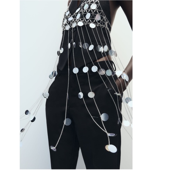 Sequin Fringe Top - Silver main image 1